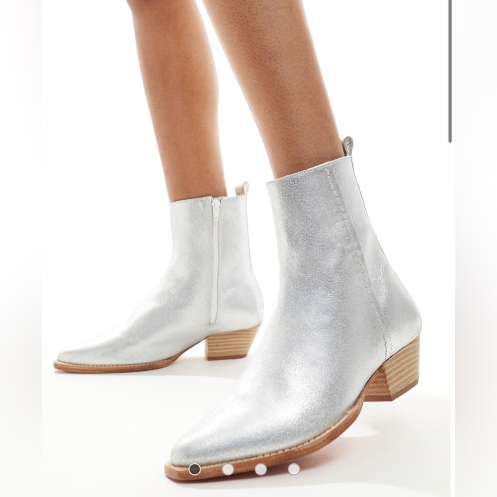 FP Movement by Free People Shimmering Silver Ankle Booties
